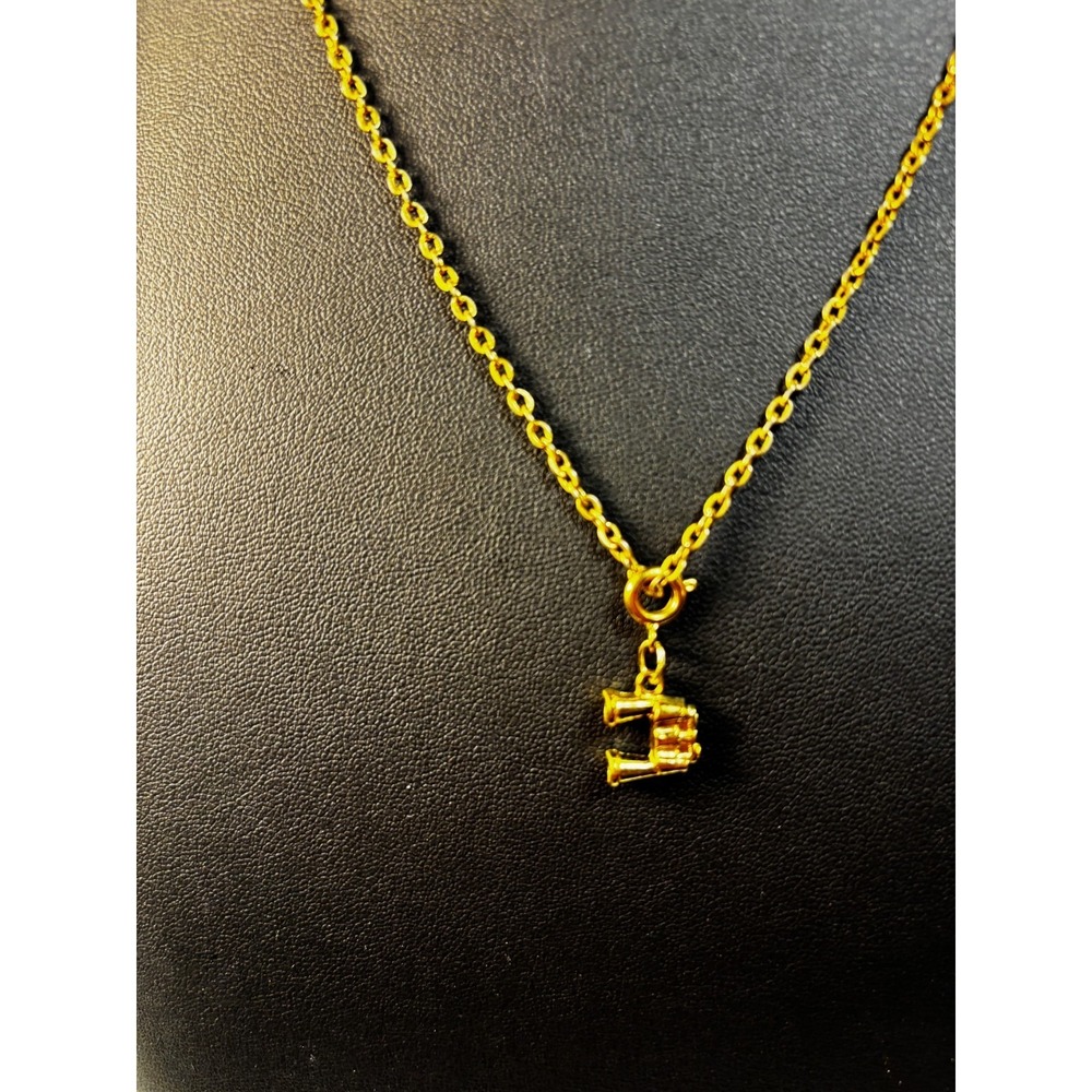 Pendant Necklace Gold Tone Delicate Binocular Charm Kidcore